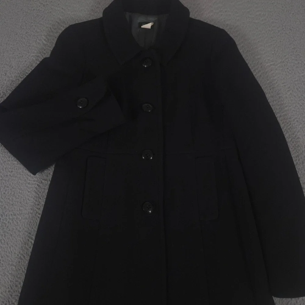 VINTAGE J.Crew Jacket Womens 12 Wool Blend A-Line Peter Pan Collar Coat Y2K - Picture 2 of 10